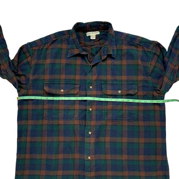 BANANA REPUBLIC Vintage Cotton Flannel Green Yellow Plaid Button Up Shirt Sz XL - Picture 4 of 6